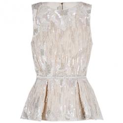 Elie Saab White Embroidered Sleeveless Top M