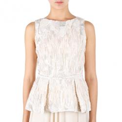 Elie Saab White Embroidered Sleeveless Top M