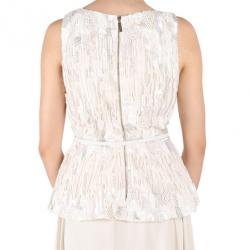 Elie Saab White Embroidered Sleeveless Top M