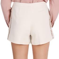 Pre Owned Elie Saab White Lace-Detailed Shorts S