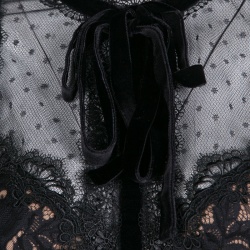 مملوكة مسبقًا Elie Saab Black Velvet Trim Tiered Floral Lace Gown M