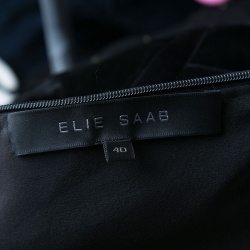 Pre Owned Elie Saab Black Velvet and Tulle Sequin Embellished Evening Gown S