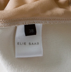 Pre Owned Elie Saab Cream Floral Embroidered Lace Silk Chiffon Gown S