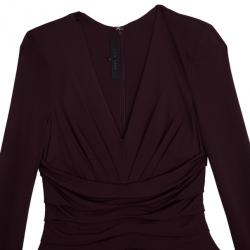 مملوكة مسبقًا Elie Saab Purple Front-slit Ruched Gown S