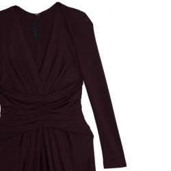 مملوكة مسبقًا Elie Saab Purple Front-slit Ruched Gown S