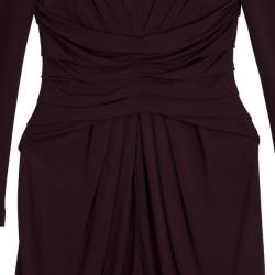 مملوكة مسبقًا Elie Saab Purple Front-slit Ruched Gown S