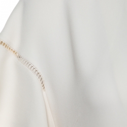 Pre Owned Elie Saab Off White Ladder Lace Ruffled Sleeve Slit Detail Dress S