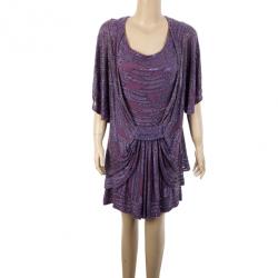 Pre Owned Elie Saab Purple Beaded Wide Sleeve Overlay Mini Dress M