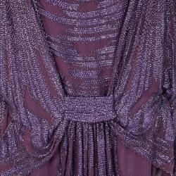 Pre Owned Elie Saab Purple Beaded Wide Sleeve Overlay Mini Dress M
