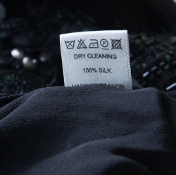 Pre Owned Elie Saab Black Embellished Silk Petal Applique Detail Sleeveless Gown L