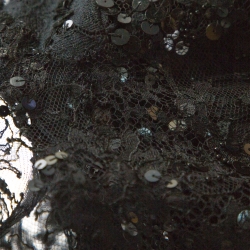 Pre Owned Elie Saab Vintage Black Lace Sequin Embellished Layered Gown S