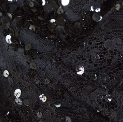 Pre Owned Elie Saab Vintage Black Lace Sequin Embellished Layered Gown S