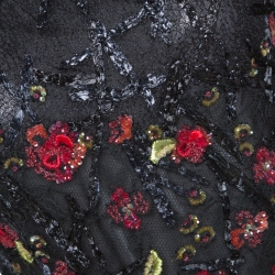 Elie Saab Black Embellished Lace Sheer Sleeve Blouse S