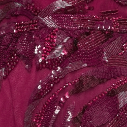 Elie Saab Red Sequin Embellished Tulle Gown S