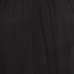 Pre Owned Elie Saab Black Crepe Silk Buttoned Blouse L