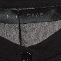 Pre Owned Elie Saab Black Crepe Silk Buttoned Blouse L