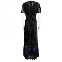 Pre Owned Elie Tahari Multicolor Burnout Velvet Maxi Charlize Dress L