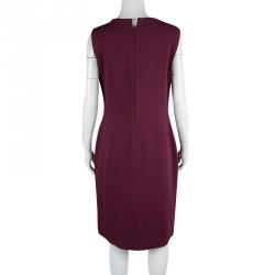Pre Owned Elie Tahari Maroon Sleeveless Berry Burst Alex Dress L
