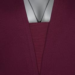 Pre Owned Elie Tahari Maroon Sleeveless Berry Burst Alex Dress L