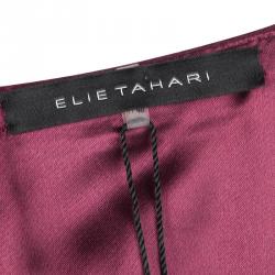 Pre Owned Elie Tahari Maroon Sleeveless Berry Burst Alex Dress L