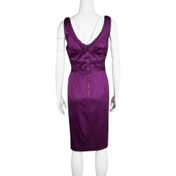 Elie Tahari Magenta Satin Gathered Sara Dress L