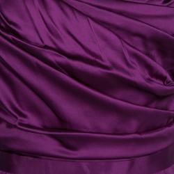 Elie Tahari Magenta Satin Gathered Sara Dress L