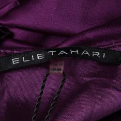 Elie Tahari Magenta Satin Gathered Sara Dress L