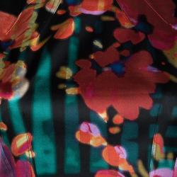 Pre Owned Elie Tahari Black Floral Printed Silk Sleeveless Sheath Dress S