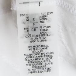 Pre Owned Elie Tahari White Jersey Asymmetric Lace Trim T-Shirt S