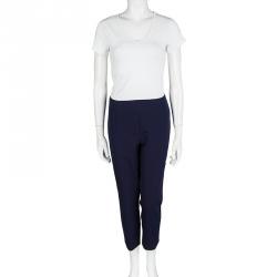 Pre Owned Elie Tahari Navy Blue Tapered Cropped Pants L