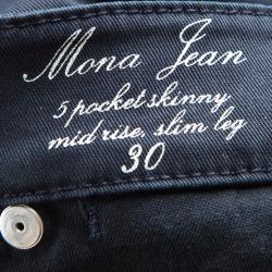 Pre Owned Elie Tahari Navy Blue Cutout Detail Slim Fit Mona Jeans M