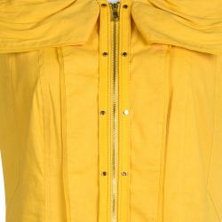 Pre Owned Elie Tahari Yellow Linen Zip Front Sleeveless Dress L