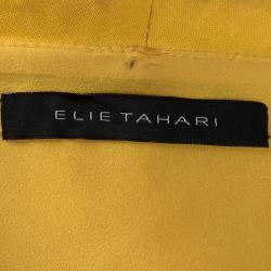 Pre Owned Elie Tahari Yellow Linen Zip Front Sleeveless Dress L