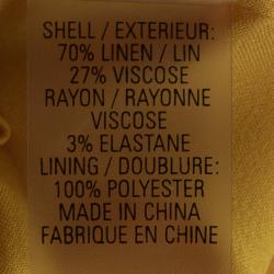 Pre Owned Elie Tahari Yellow Linen Zip Front Sleeveless Dress L