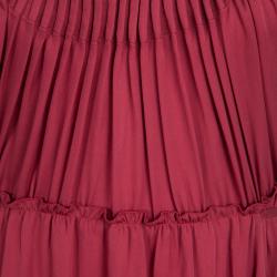 Elie Tahari Red Silk Pleated Tie Detail Sleeveless Dress L