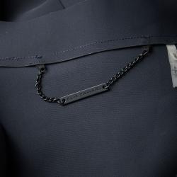 Elie Tahari Navy Blue Laser Cut Front Open Neoprene Coat L