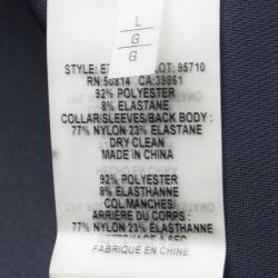 Elie Tahari Navy Blue Laser Cut Front Open Neoprene Coat L