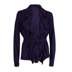 Elie Tahari Purple Merino Wool Jessica Wrap Cardigan L