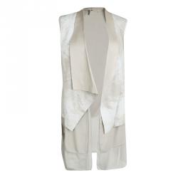 Elie Tahari Cream Draped Betsy Lamb Leather & Silk Vest M