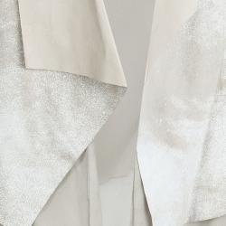 Elie Tahari Cream Draped Betsy Lamb Leather & Silk Vest M