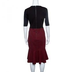 Pre Owned Elie Tahari Linore Colorblock Knit Fit and Flare Dress L