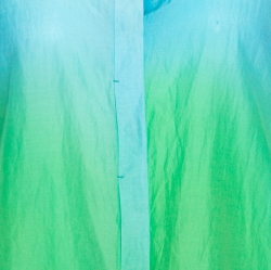 Pre Owned Elie Tahari Blue and Green Ombre Mandarin Collar Alejandra Blouse XS