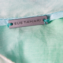 Pre Owned Elie Tahari Blue and Green Ombre Mandarin Collar Alejandra Blouse XS