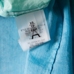 Pre Owned Elie Tahari Blue and Green Ombre Mandarin Collar Alejandra Blouse XS