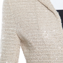 Pre Owned Elie Tahari Beige Cotton Lurex Knit Sequined Jacket S
