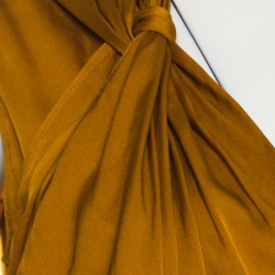 Pre Owned Elie Tahari Mustard Satin Knotted Shoulder Detail Sleeveless Top M