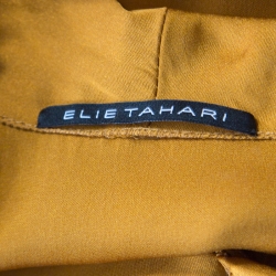 Pre Owned Elie Tahari Mustard Satin Knotted Shoulder Detail Sleeveless Top M