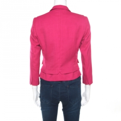 Elie Tahari Pink Textured Fitted Angular Blazer S