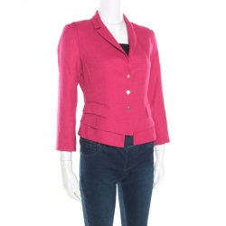 Elie Tahari Pink Textured Fitted Angular Blazer S
