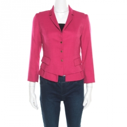 Elie Tahari Pink Textured Fitted Angular Blazer S